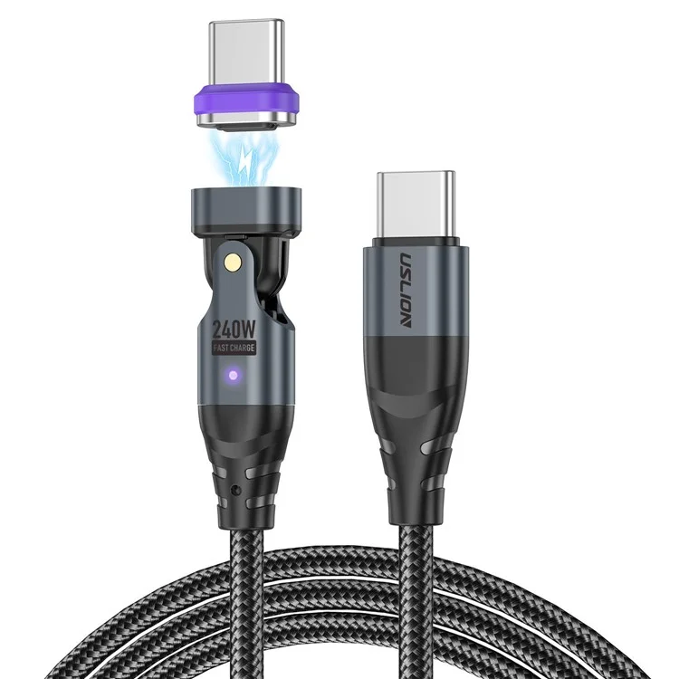 USLION US0203 1.8m 180-Degree Rotatable Connector 240W Data Cable Magnetic Charging Cable - USB-C To USB-C