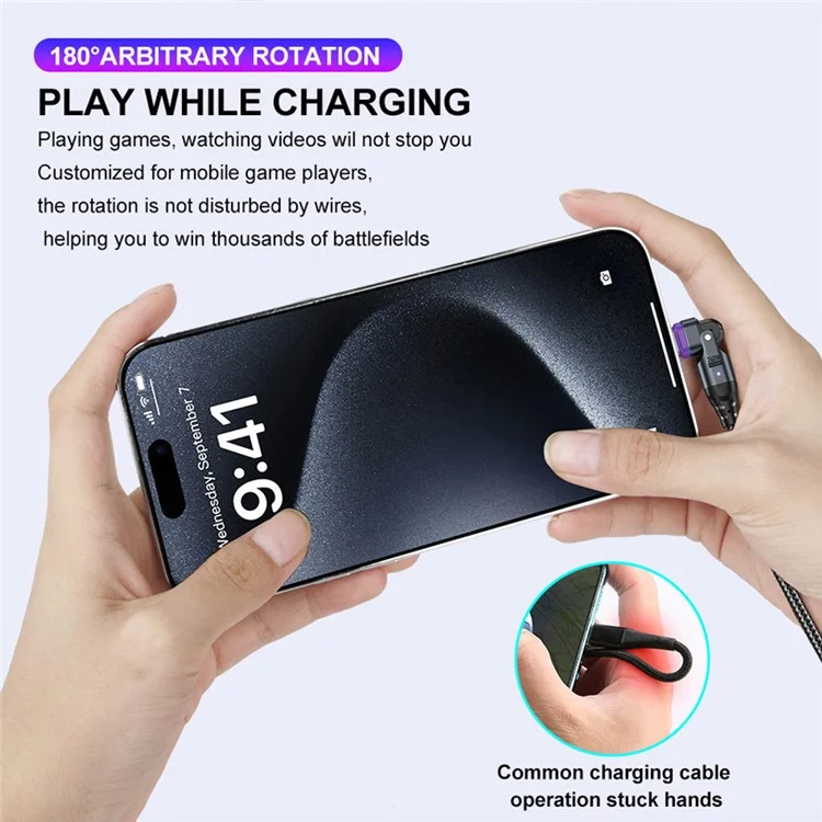 USLION US0203 1.8m 180-Degree Rotatable Connector 240W Data Cable Magnetic Charging Cable - USB-C To USB-C