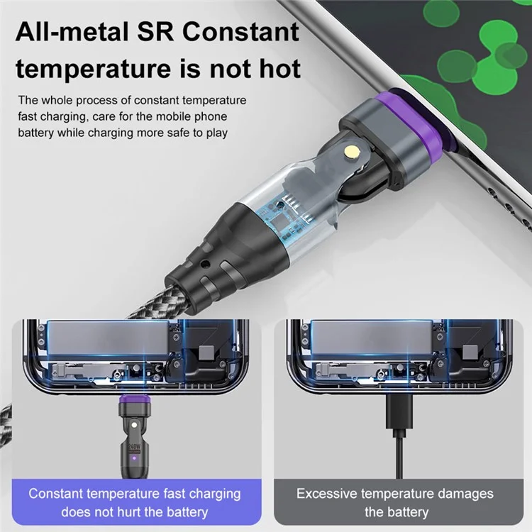 USLION US0203 1.8m 180-Degree Rotatable Connector 240W Data Cable Magnetic Charging Cable - USB-C To USB-C