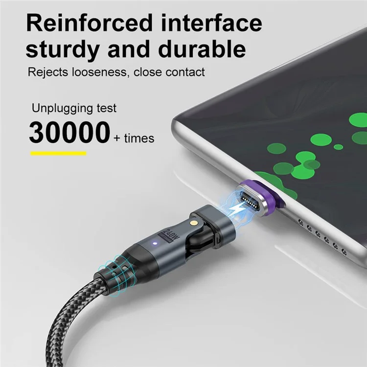 USLION US0203 1.8m 180-Degree Rotatable Connector 240W Data Cable Magnetic Charging Cable - USB-C To USB-C