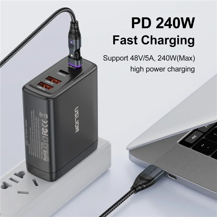 USLION US0204 1,8m USB / Câble de Données Type-C 2 à 1 - ip
