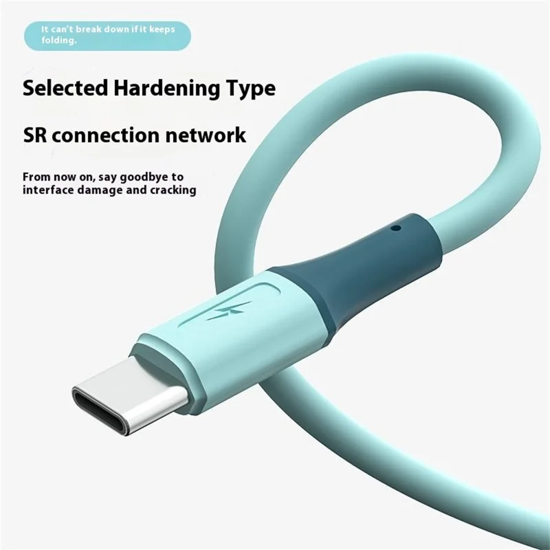 1m 3-in-1 Charging Cable Dual Type-C + Micro USB Liquid Silicone Feeling TPE Data Cord - Pink