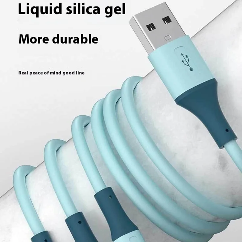 1m 3-in-1 Charging Cable Dual Type-C + Micro USB Liquid Silicone Feeling TPE Data Cord - Pink