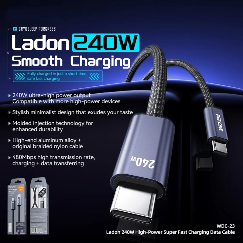 WEKOME WDC-23 Type-C to Type-C Cable 240W Fast Charging Line 480Mbps Data Transfer Cord