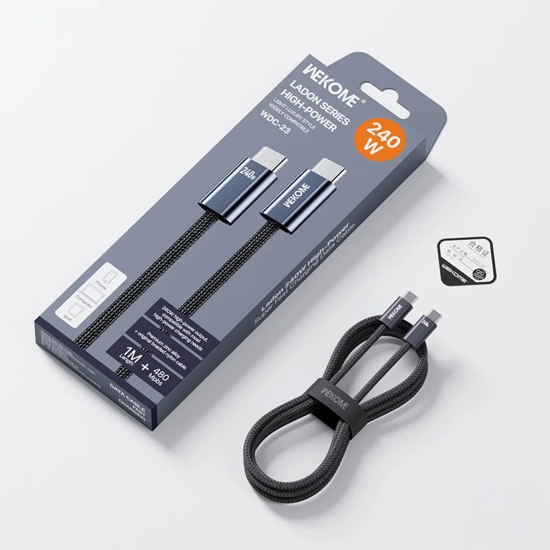 WEKOME WDC-23 Type-C to Type-C Cable 240W Fast Charging Line 480Mbps Data Transfer Cord