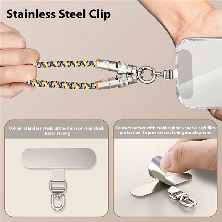 30cm 2-in-1 PD 66W Type-C Charging Cable Cell Phone Wrist Strap Data Cable with Zinc Alloy Buckle, Tether Tab - Multi-Color