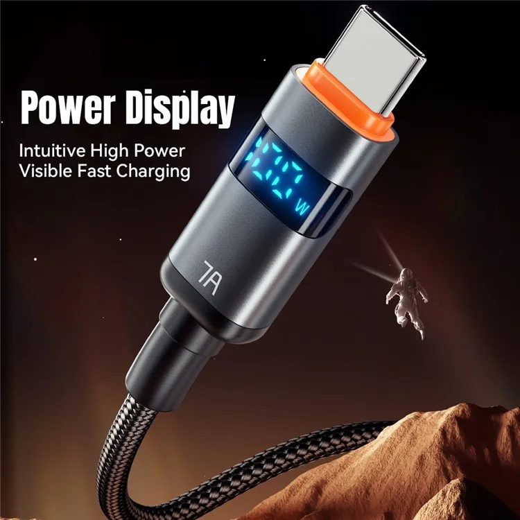 ESSAGER ES-X61 2m USB to Type-c Cable 7A Affichage Numérique Téléphone Fast Charging Data Cordon