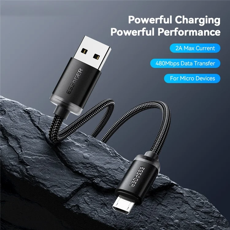 ESSAGER ES-X60 1m USB a Micro Phone Carga Cable de Datos Trenzado Cable