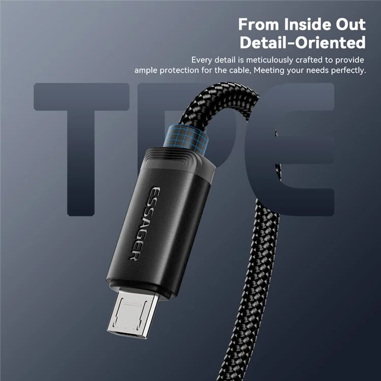ESSAGER ES-X60 1m USB a Micro Phone Carga Cable de Datos Trenzado Cable
