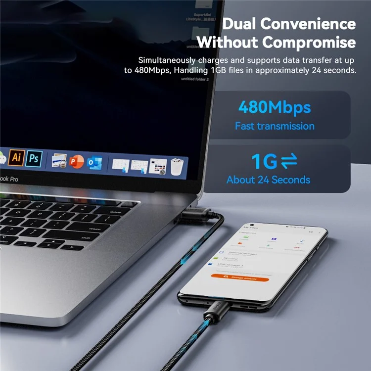 ESSAGER ES-X60 3m USB to Micro Phone Charging Cable Braided Data Cable