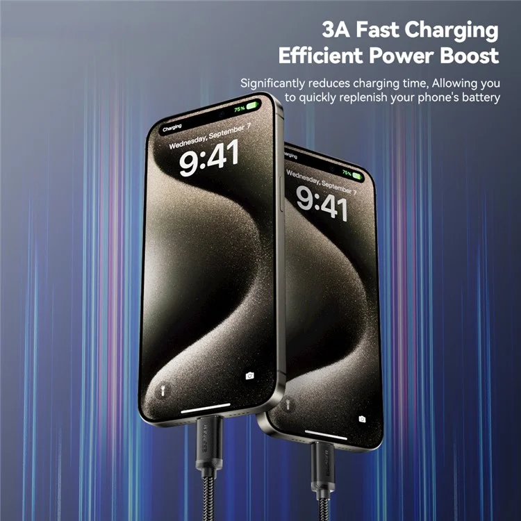 ESSAGER ES-X60 3m USB to Type-C Phone Charging Cable 3A Braided Data Cable