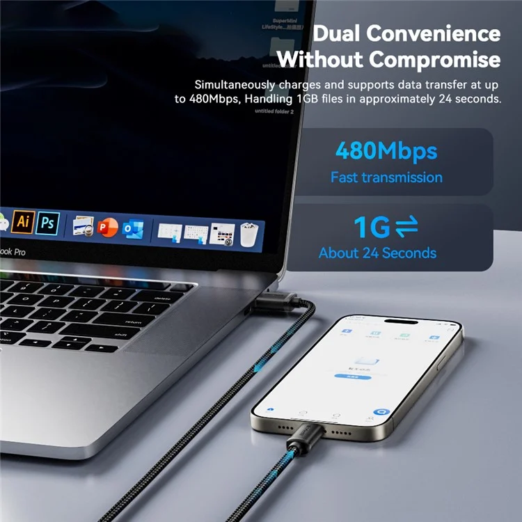 ESSAGER ES-X60 3m USB to Type-C Phone Charging Cable 3A Braided Data Cable