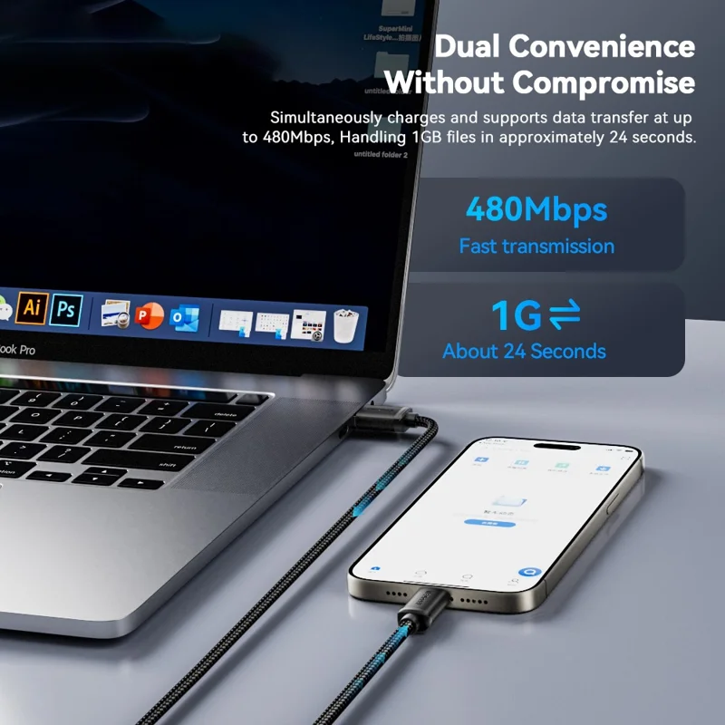 ESSAGER ES-X60 1m USB to Type-c Câble de Charge du Téléphone 3A Câble de Données Tressé