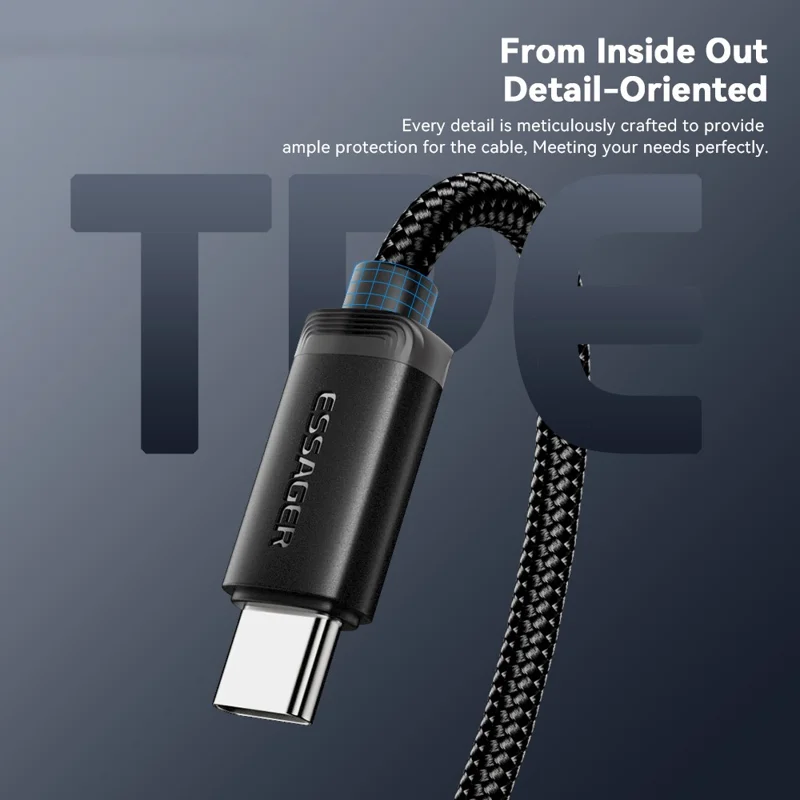 ESSAGER ES-X60 1m USB to Type-c Câble de Charge du Téléphone 3A Câble de Données Tressé