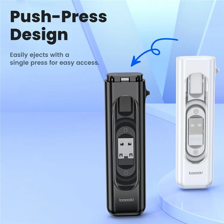 TOOCKI TQ-X70 Multifuncional Tipo-c Para Tipo c Cabo de Dados + Adaptadores + Pin Ejeção SIM + Caixa de Armazenamento - Preto