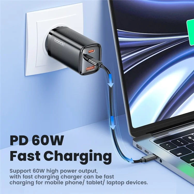 TOOCKI TQ-X70 Multifuncional Tipo-c Para Tipo c Cabo de Dados + Adaptadores + Pin Ejeção SIM + Caixa de Armazenamento - Preto