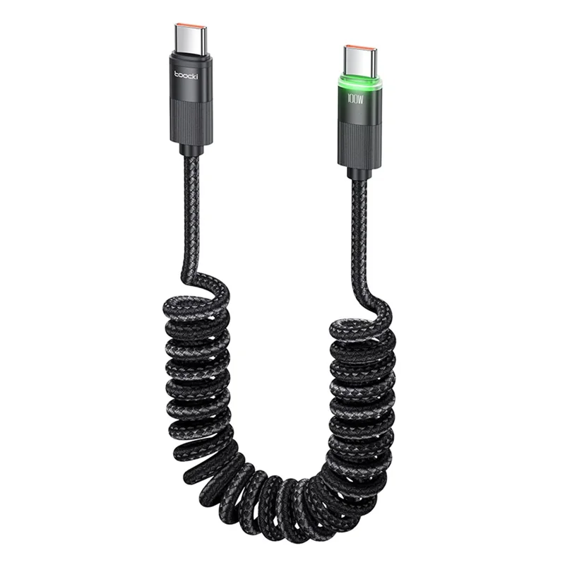 TOOCKI TQ-X17C2 1.2m Type-C to Type-C 100W Fast Charging Cable Retractable Spring Data Cable