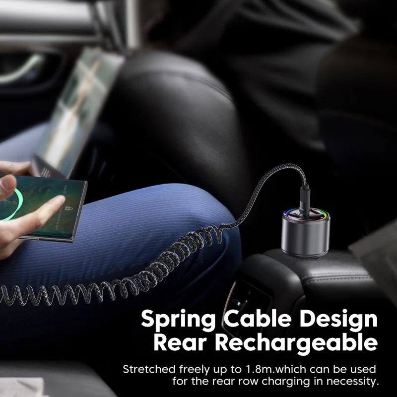 TOOCKI TQ-X17C2 1.2m Type-C to Type-C 100W Fast Charging Cable Retractable Spring Data Cable