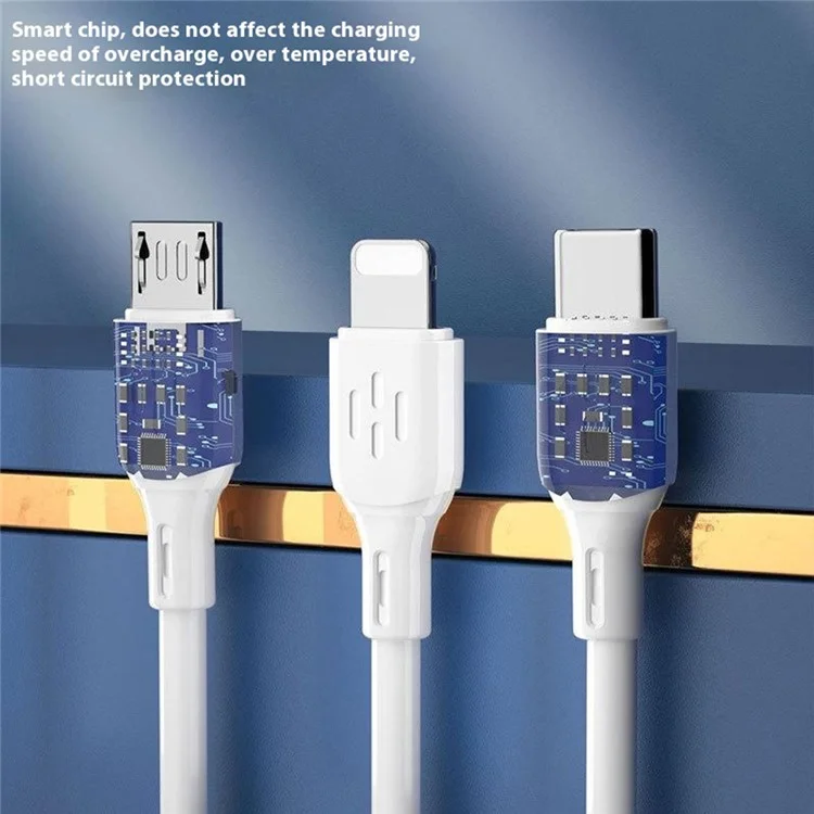 DUDAO L8A 3 in 1 Multi Charging Cable 1.2m 6A Fast Charging Data Cord for iPhone Samsung Huawei Xiaomi