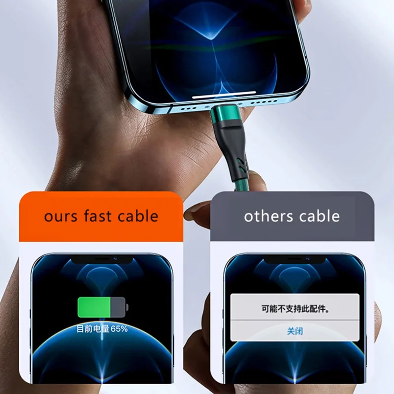 XKS-20 1.2m 100W Braided USB Cable 3-in-1 6A Fast Charging Data Cable for Android, Huawei, and iPhone - Black