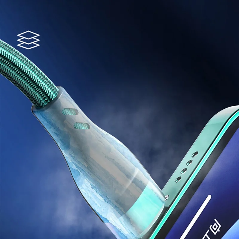 XKS-20 1.2m 100W Braided USB Cable 3-in-1 6A Fast Charging Data Cable for Android, Huawei, and iPhone - Black