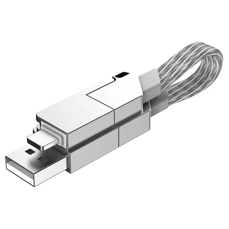 RWINEL USB+Type-C to Type-C+8-Pin PD 60W Zinc Alloy 4 in 1 Magnetic Fast Charging Data Cable - White+Grey