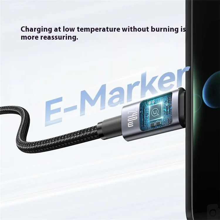USAMS SJ737 1,2m Cabo de Carregamento Múltiplo de 240w 6 em 1 Liga de Alumínio de Alumínio Fast Charging Data Cord