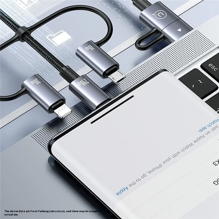 USAMS SJ737 1,2m Cabo de Carregamento Múltiplo de 240w 6 em 1 Liga de Alumínio de Alumínio Fast Charging Data Cord