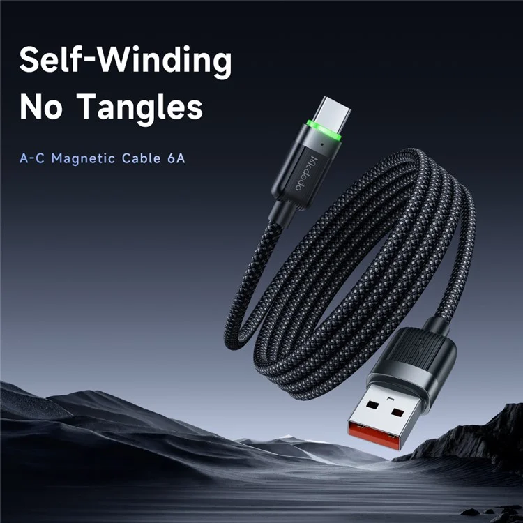 MCDODO CA-5650 1.2m USB-A to USB-C 6A Fast Charging Cable Magnetic Data Cord