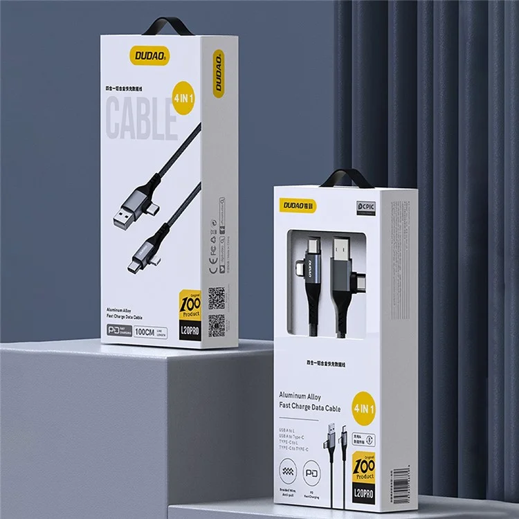 DUDAO L20Pro 1m USB / Type-C to Type-C / iP Charging Cord PD 100W Braided Data Cable