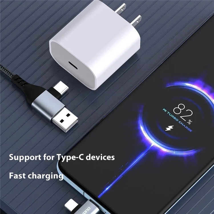 DUDAO L20Pro 1m USB / Type-C to Type-C / iP Charging Cord PD 100W Braided Data Cable