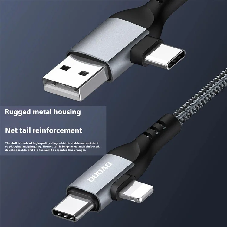 DUDAO L20Pro 1m USB / Type-C to Type-C / iP Charging Cord PD 100W Braided Data Cable