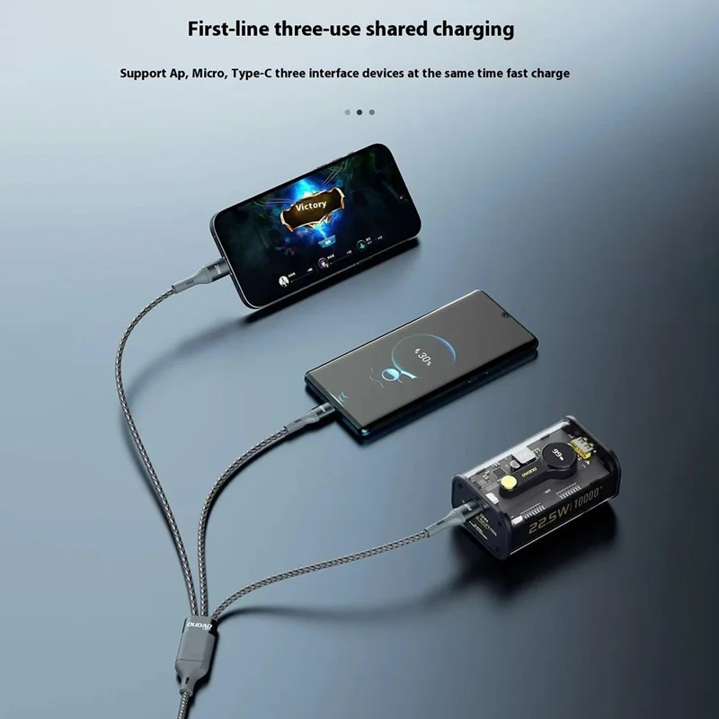 DUDAO L20X 3-in-1 Ip+Type-C+Micro 100W Fast Charging Cable Nylon Braided Wire