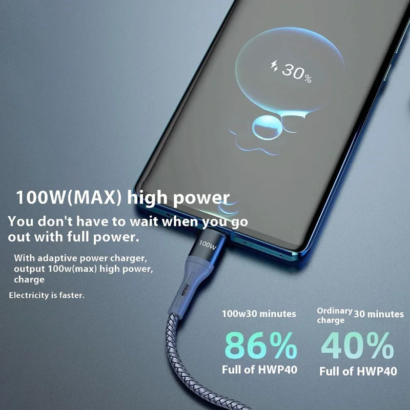 DUDAO L20X 3-in-1 Ip+Type-C+Micro 100W Fast Charging Cable Nylon Braided Wire