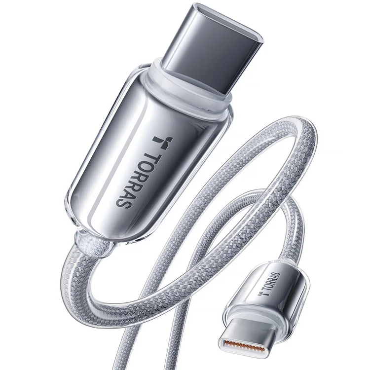 TORRAS Iceflow Cable 2m PD 60W Tipo-C Cabo 3A Carregamento Rápido Dados Cord - Branco
