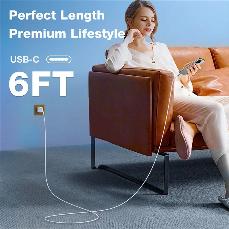 TORRAS Iceflow Cable 2m PD 60W Tipo-C Cabo 3A Carregamento Rápido Dados Cord - Branco