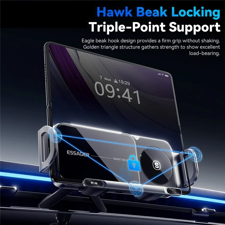 ESSAGER Car Air Vent Phone Holder Wireless Charger ABS+Glass Charging Bracket