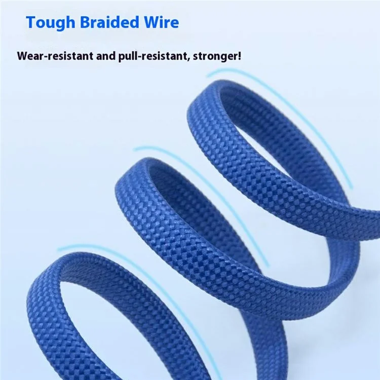 Bulk Purchasing ZQ-266 1m 100W 5A Braided Data Cable OTG to Type-C + iP Charging Cord - Blue