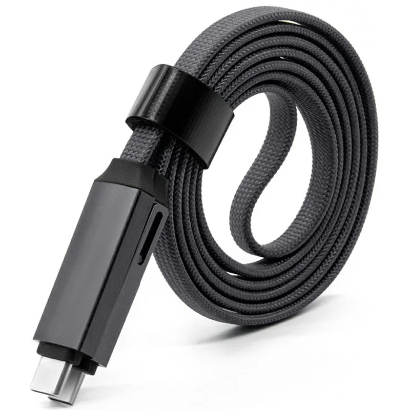 Bulk Purchasing ZQ-266 1m 100W 5A Braided Data Cable OTG to Type-C + iP Charging Cord - Grey