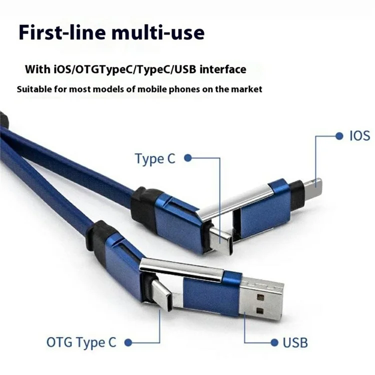 Compra al por mayor Cable de datos ZQ-216 de 60W 4 en 1 TPE OTG Tipo-C / USB a Tipo-C / Carga iP - Azul