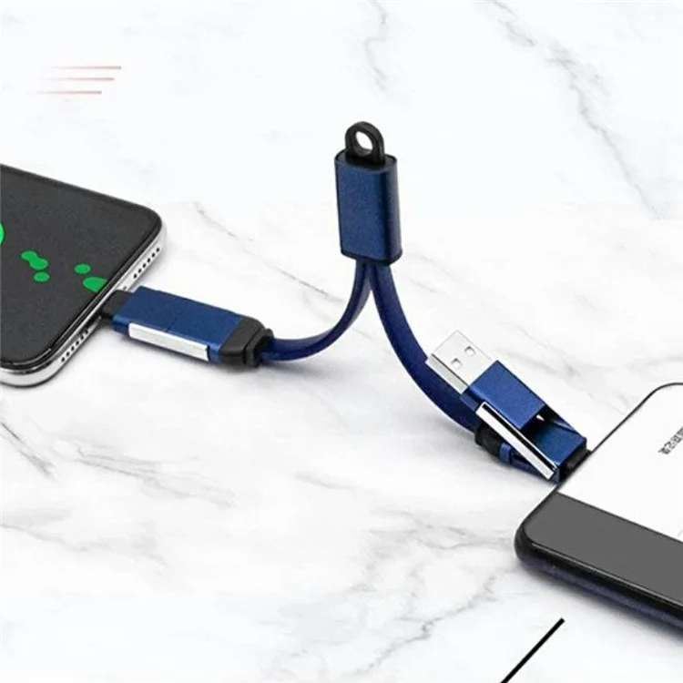 Compra al por mayor Cable de datos ZQ-216 de 60W 4 en 1 TPE OTG Tipo-C / USB a Tipo-C / Carga iP - Azul