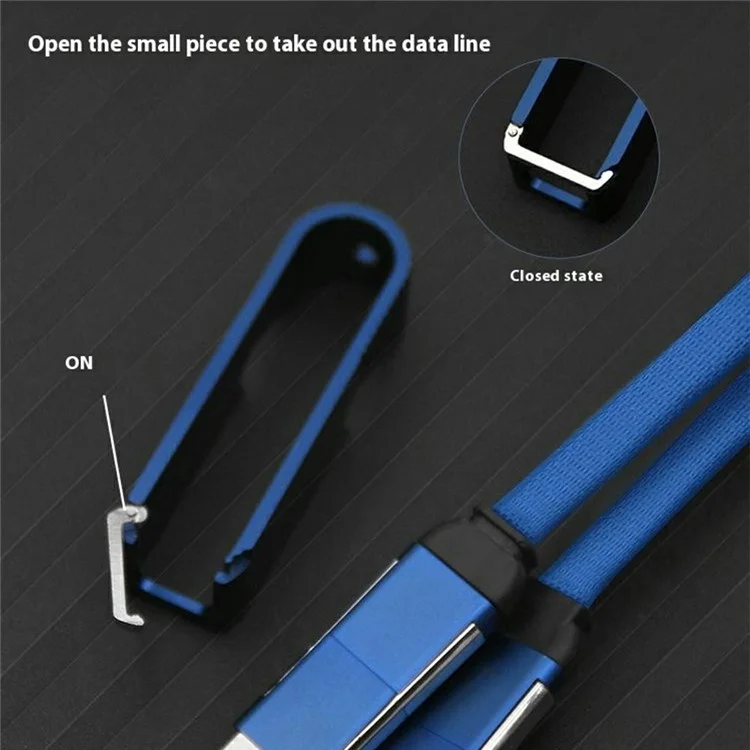Bulk Purchasing ZQ-225 60W 3A OTG Type-C / USB to Type-C / iP Braided Data Cable with Bottle Opener - Blue