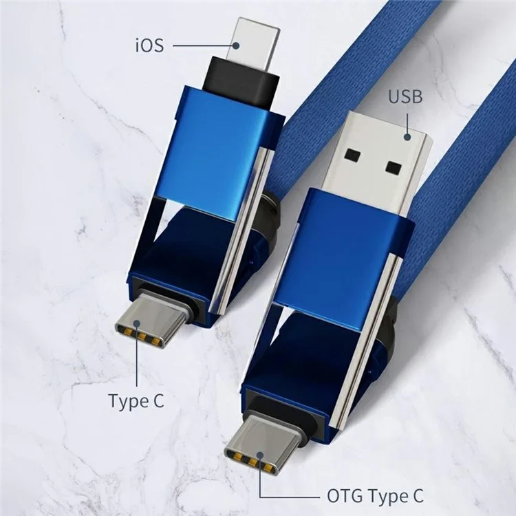 Bulk Purchasing ZQ-225 60W 3A OTG Type-C / USB to Type-C / iP Braided Data Cable with Bottle Opener - Blue