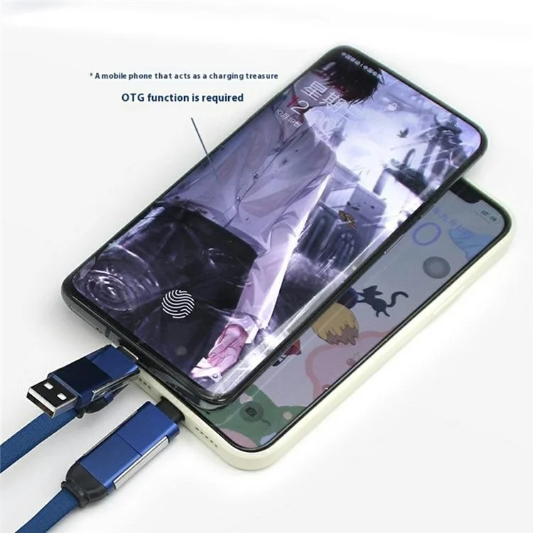 Bulk Purchasing ZQ-225 60W 3A OTG Type-C / USB to Type-C / iP Braided Data Cable with Bottle Opener - Blue