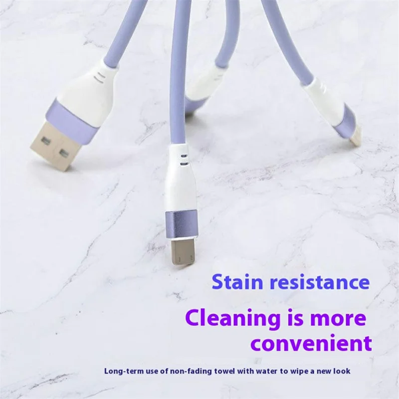 Bulk Purchasing ZQ-249 Keychain Liquid Silicone Charging Cable USB to Type-C + Micro + iP Data Cord - Green
