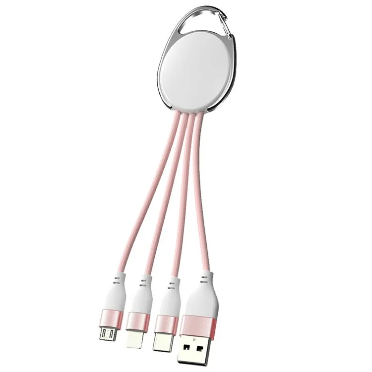 Acquista in blocco cavo di ricarica in silicone liquido ZQ-249 con portachiavi USB a Type-C + Micro + iP - Rosa