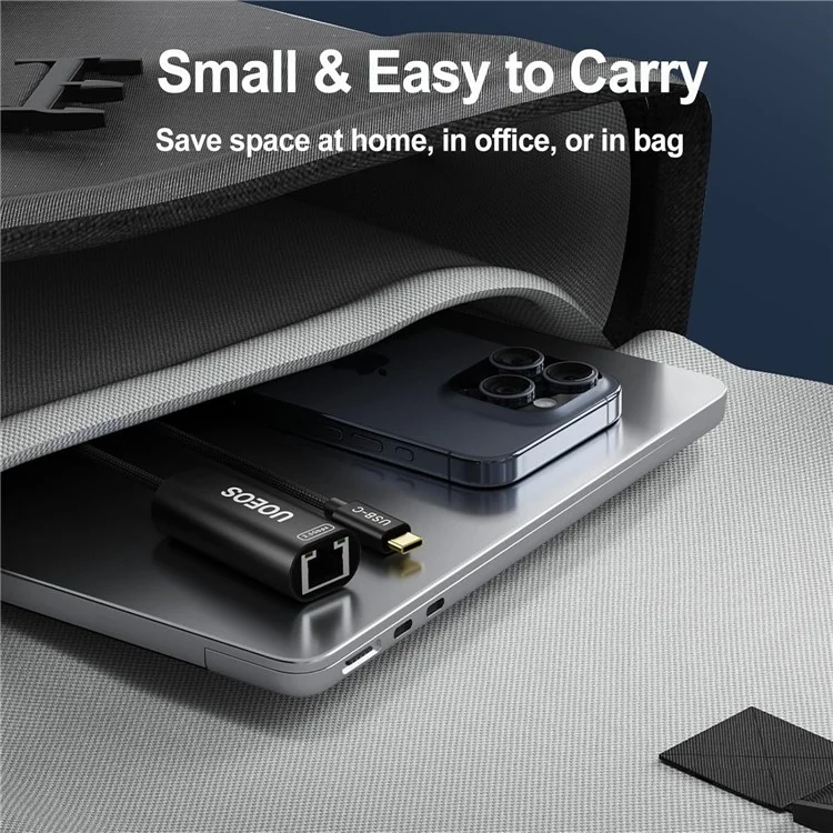 Adattatore Ethernet UOEOS USB 3.1 Type-C 2.5G ad alta velocità RJ45 - Nero