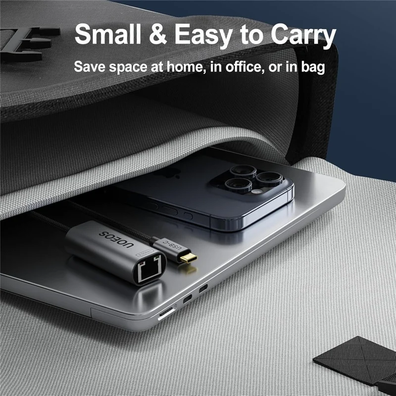 UOEOS USB 3.1 Type-C to Ethernet Adapter 2.5G High Speed RJ45 Wired Network Converter - Grey