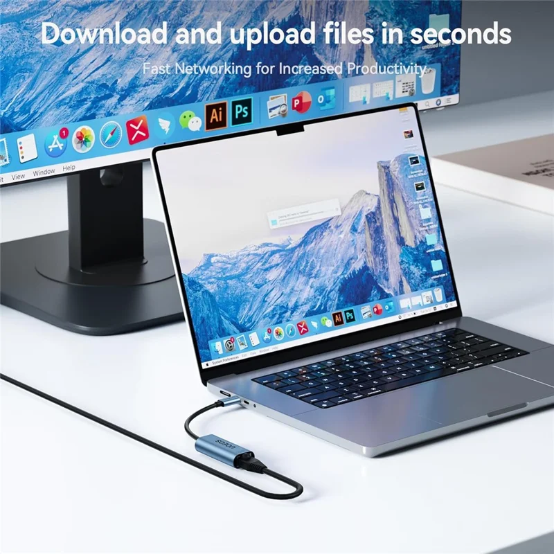 UOEOS USB 3.1 Type-C to Ethernet Adapter 2.5G High Speed RJ45 Wired Network Converter - Blue