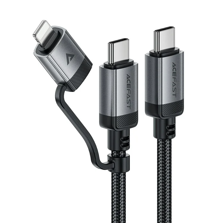 Кабель ACEFAST C20-01 USB-C на USB-C + iP с плетеным покрытием, поддерживающий быструю зарядку 60 Вт